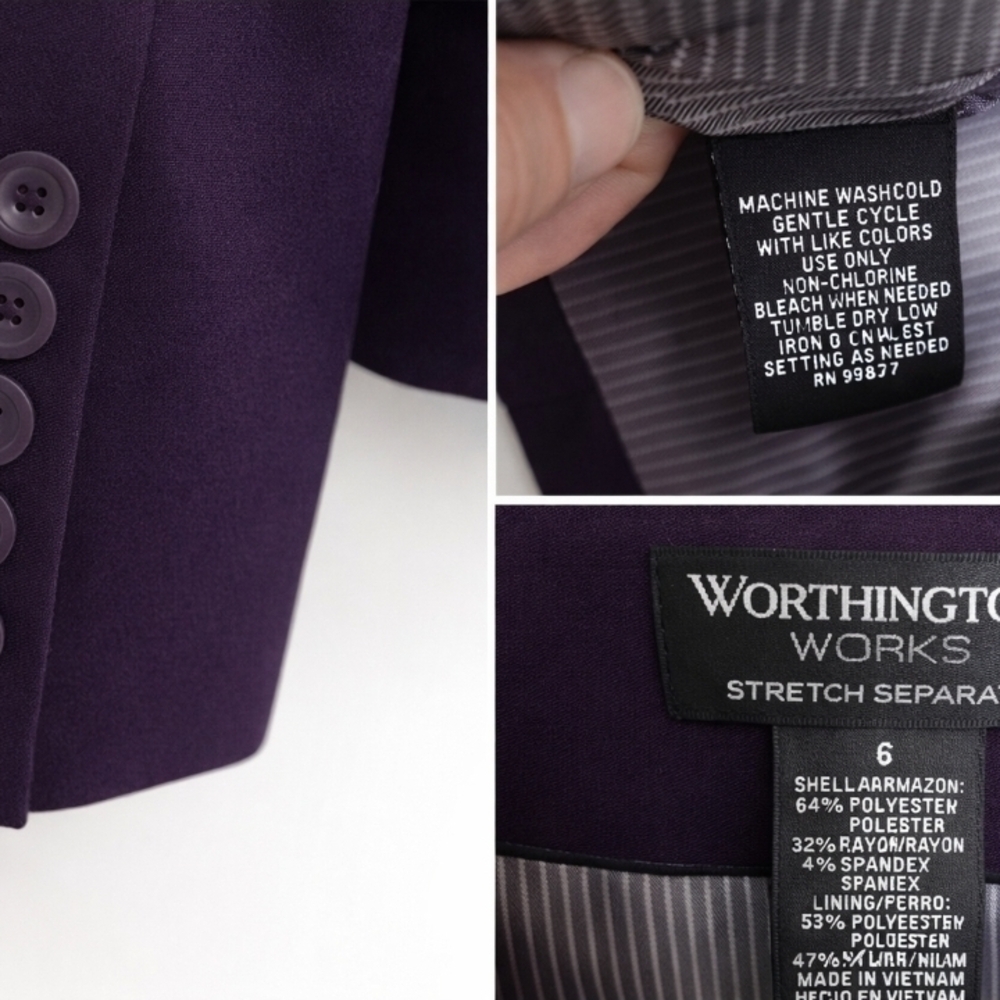 Worthington Stretch Deep Purple Women's Blazer - Picture 2 of 7